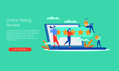 Online rating review vector illustration concept template background can be use for presentation web banner UI UX landing page