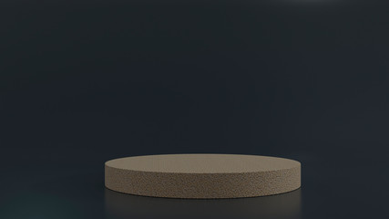 Brown mosaic podiums on black background. Abstract minimal scene with geometrical. Scene to show cosmetic products presentation. Mock up design empty space. Showcase, shopfront, display case,3d render