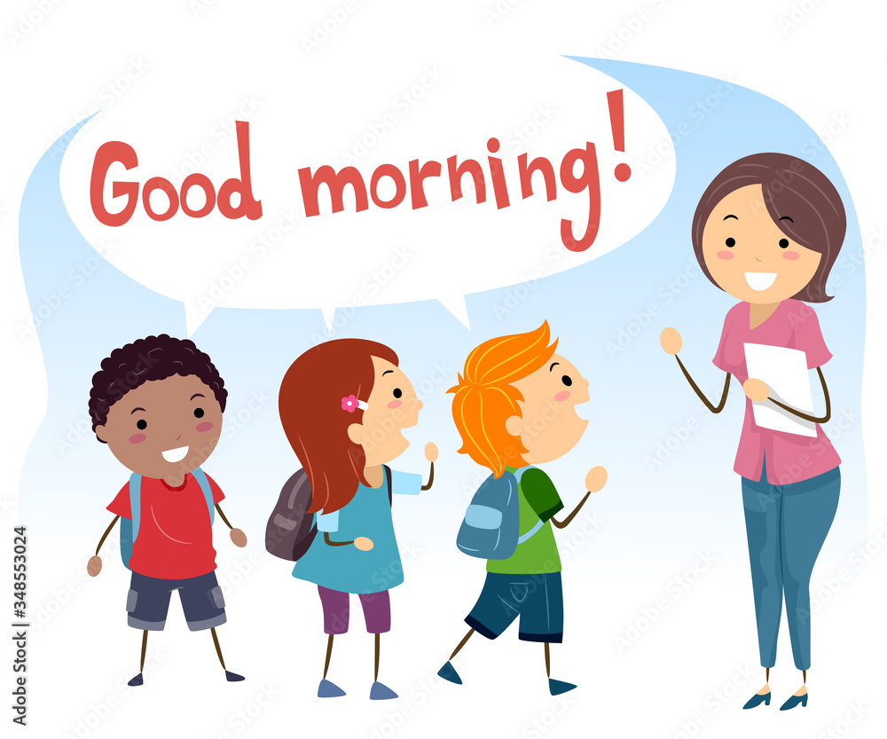 Canvas Prints Kids Social Skills Good Morning Illustration