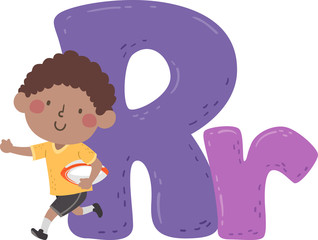 Kid Boy Rugby Sport Alphabet Illustration