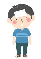 Kid Boy Blank Label Forehead Illustration