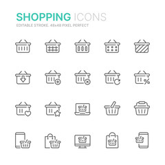 Shopping related seamless pattern with outline icons