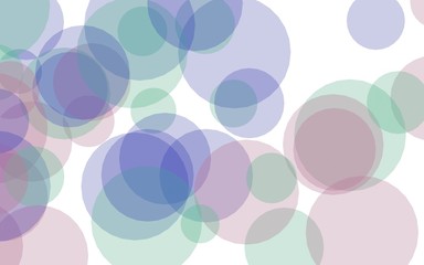 Multicolored translucent circles on a white background. Pink tones. 3D illustration