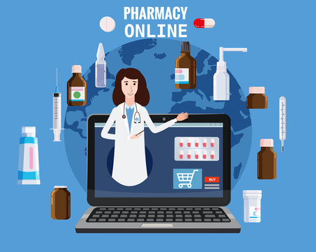 Online pharmacy store pharmacept women offers drugs pills bottles