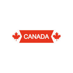 Canada day design with decorative maple leaves and ribbon, line silhouette style