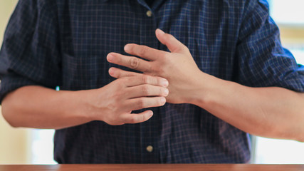 Blurred image,The doctor is diagnosing the tumor picture or cancer from the x-ray film of the...