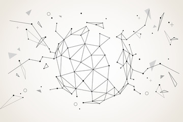 Abstract modern dot and line graphic elements vector background. Composition with geometric shape