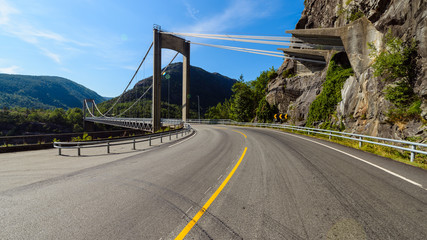 Suspension bridge over Erfjord in Norway.