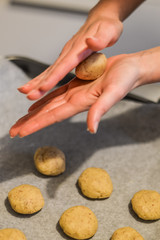 making cookies ready to be backed close up