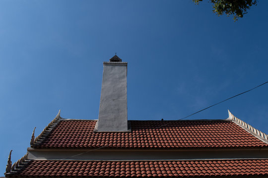 giantic white furnace in the temple with blue clear sky