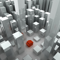 House choice and real estate concepts, original 3d rendering