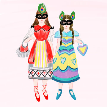 Illustration of girls