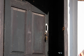 black old door with a lock vintage background