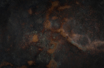 Vintage copper oxidised background. Rusted metal surface. Rust and oxidised metal background. Old metal iron panel. Abstract grunge background with space for text or image. 