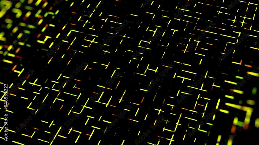 Poster geometric pattern with short dashes moving fast one by one perpendicular to each other. animation. n