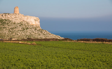 Watchtower near adriatic sea (San Emiliano tower), near Otranto in Salento, Italy