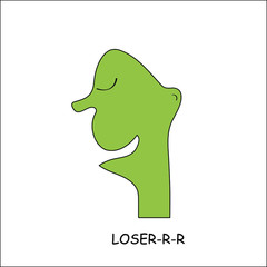 Loser naive underdog funny face man emoji logo icon sign Modern creative cartoon design Fashion print for clothes apparel greeting invitation card picture banner poster flyer websites Vector