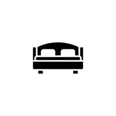 Double bed vector icon in black solid flat design icon isolated on white background