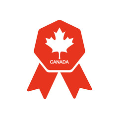 canada day concept, medal with canada leaf icon, silhouette style