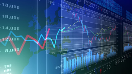 Business Data Graph finance Chart Bar 3D illustration background.