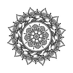Mandala. Vintage round pattern. Hand drawn abstract background. Traditional Indian henna mehendi tattoo element. Outline vector illustration.