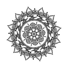Mandala. Vintage round pattern. Hand drawn abstract background. Traditional Indian henna mehendi tattoo element. Outline vector illustration.