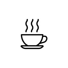 Tea time vector icon in linear, outline icon isolated on white background