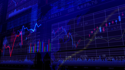 Business Data Graph finance Chart Bar 3D illustration background.