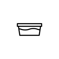 Water bowl vector icon in linear, outline icon isolated on white background