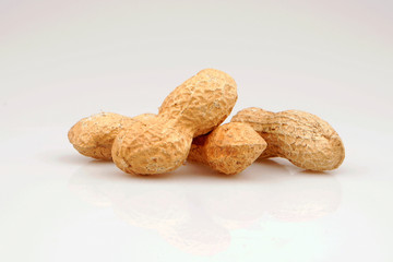 Fresh composition from nuts on the white isolated background
