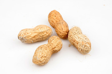 Organic composition from nuts on the white isolated background