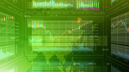 Business Data Graph finance Chart Bar 3D illustration background.
