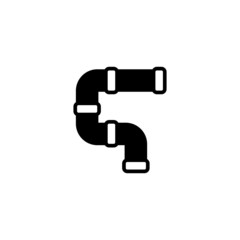 Plumbing pipes vector icon in black solid flat design icon isolated on white background