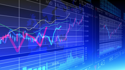Business Data Graph finance Chart Bar 3D illustration background.