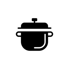 Pot with cover vector icon in black solid flat design icon isolated on white background