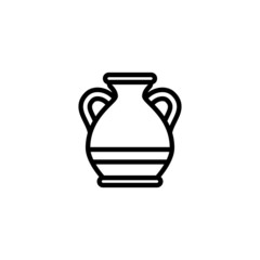 Ceramic vase vector icon in linear, outline icon isolated on white background