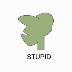 Stupid fool funny face man emoji logo icon sign silhouette Modern creative cartoon design Fashion print for clothes apparel greeting invitation card picture banner poster flyer websites Vector