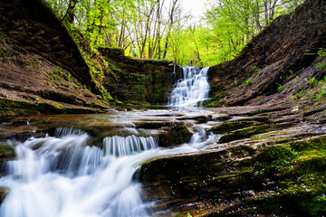 Waterfall in Iwla, Beskid Niski mountain range in Polish Carpathian Mountains
 - obrazy, fototapety, plakaty