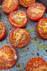 Fototapeta na wymiar Roasted tomatoes in a pan