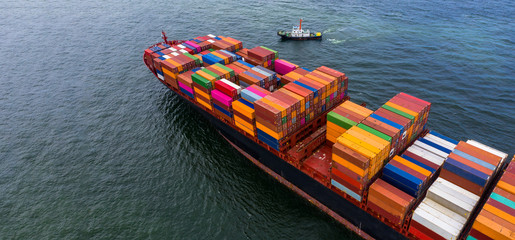 Container cargo ship  import export global business worldwide logistic and transportation,...