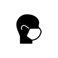 medical face protection mask icon in black solid flat design icon isolated on white background
