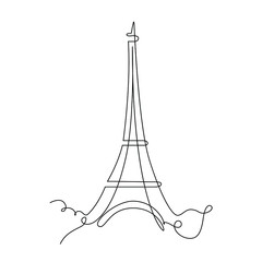 continuous line drawing of Eiffel Tower. Line illustration. Paris line art. Line icon