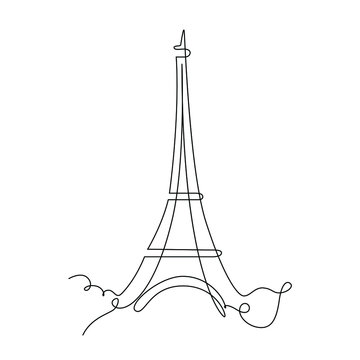 continuous line drawing of Eiffel Tower. Line illustration. Paris line art. Line icon