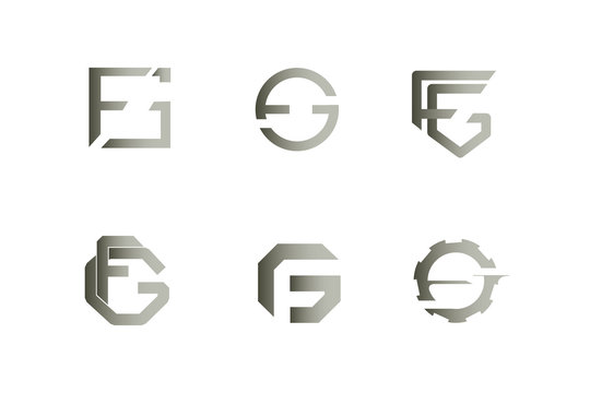 Monogram fg with the shape of the shield. Classic male logo F and G. Lettering logotype set