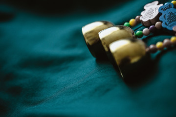 Closeup macro photo of golden oriental bells