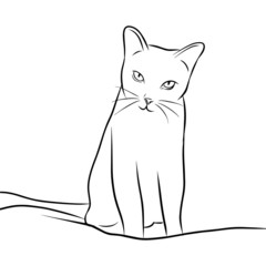 Cute Cat Line art vector design, black and white