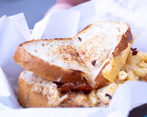giant macaroni and cheese toasted sandwich at festival