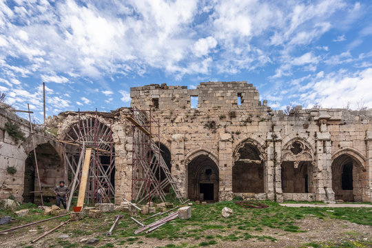 Krak de Chevaliers Crusader Castle damaged during Syria Civil War