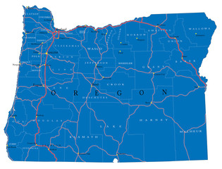 Oregon state political map - 348574479