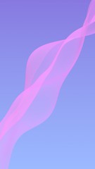 Pink wave on blue sky abstract background. Fluttering pink scarf. Waving on wind pink fabric. Vertical orientation. 3D illustration